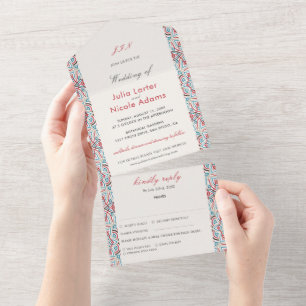 Invitación Todo En Uno Boda de lujo metálico geométrico brillante