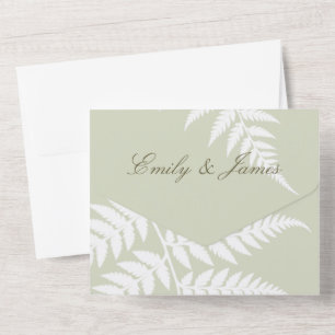 Invitación Todo En Uno Boda de Madera con Verde Salvia Claro y Helecho Bl