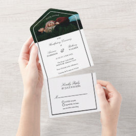Invitación Todo En Uno Boda de manejo de fotos moderno en blanco y negro