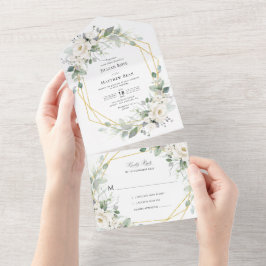 Invitación Todo En Uno boda de marco floral de eucalipto