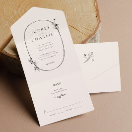 Invitación Todo En Uno Boda de marfil de flores silvestres todo en uno