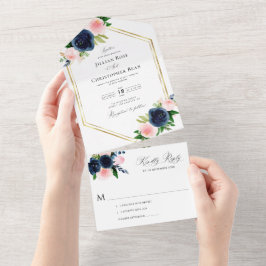 Invitación Todo En Uno boda de marina y rubor