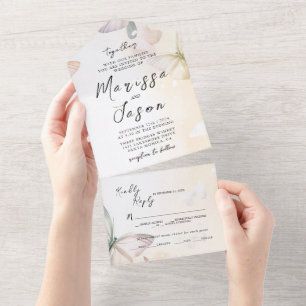 Invitación Todo En Uno Boda de mariposas simple y elegante