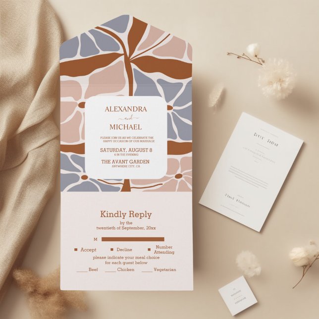 Invitación Todo En Uno Boda de Moda retro floral Boho (Subido por el creador)