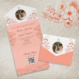 Invitación Todo En Uno Boda de Monograma de Foto Vintage