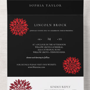 Invitación Todo En Uno Boda de Monograma de la Marina Romántica