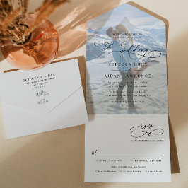 Invitación Todo En Uno Boda de monograma fotográfico moderno