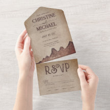 Boda de montaña marrón de papel rústico vintage