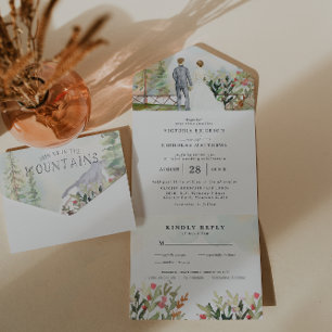Invitación Todo En Uno Boda de Montaña Otoñal Floral Rústica