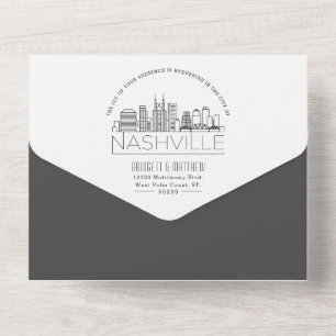 Invitación Todo En Uno Boda de Nashville Deco Skyline