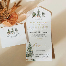 Invitación Todo En Uno Boda de Navidades de pino