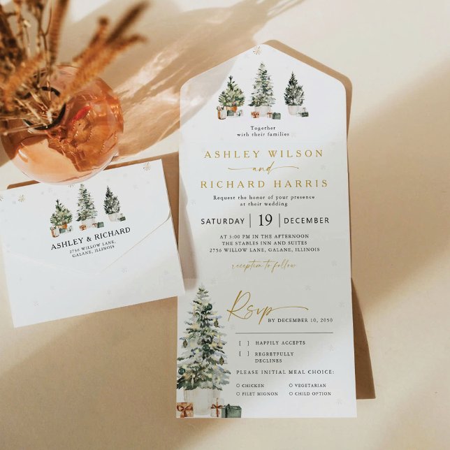 Invitación Todo En Uno Boda de Navidades de pino (Subido por el creador)