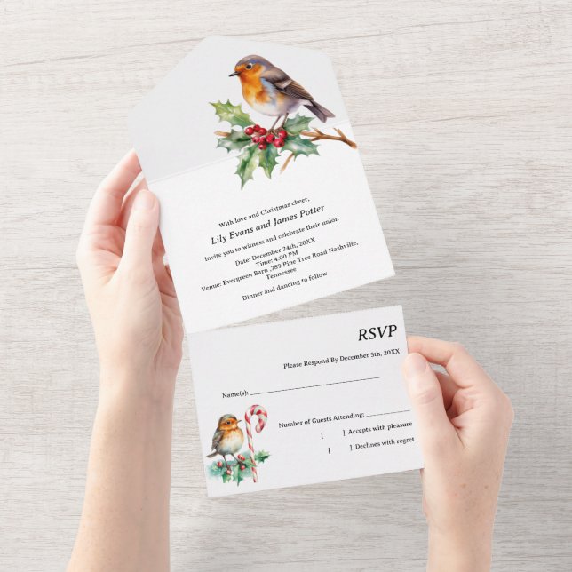 Invitación Todo En Uno Boda de Navidades rusos (desgarro)