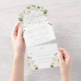 Invitación Todo En Uno Boda de Nuestra Boda Flores Pintadas