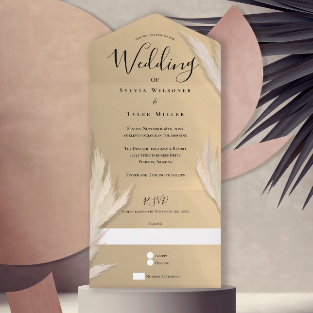 Invitación Todo En Uno Boda de Oro de Grass Pampas (Subido por el creador)