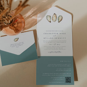 Invitación Todo En Uno Boda de ostión acuático costero