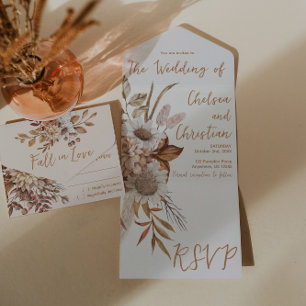 Invitación Todo En Uno Boda de otoño