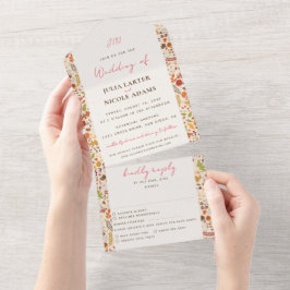 Invitación Todo En Uno Boda de otoño de flores rusticas secas y bohemias