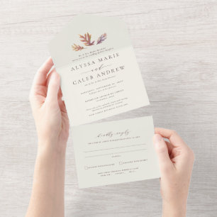 Invitación Todo En Uno Boda de otoño elegante y simple