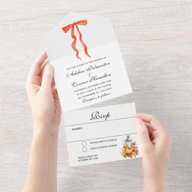 Invitación Todo En Uno Boda de otoño moderna (desgarro)