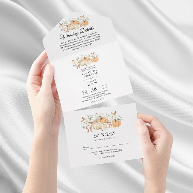 Invitación Todo En Uno "Boda de otoño todo en uno | Calabaza Rusa (Subido por el creador)