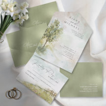 Boda de paisaje acuarela All Sage Green ID786