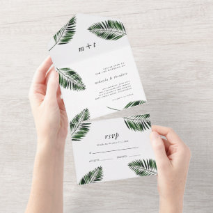 Invitación Todo En Uno Boda de Palm Leaves