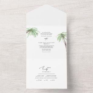 Invitación Todo En Uno Boda de Palm Tropical