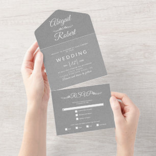 Invitación Todo En Uno Boda de papel de kraft gris de tipografía blanca m