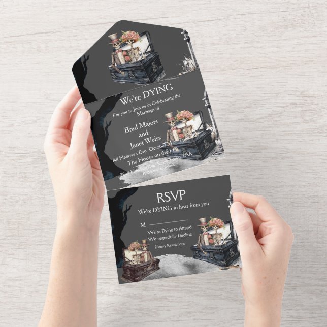 Invitación Todo En Uno Boda de parejas esqueléticas (desgarro)