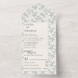 Invitación Todo En Uno Boda de Patrón de Acuarela de Follaje Rústico