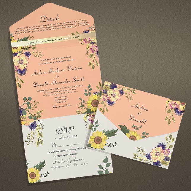 Invitación Todo En Uno Boda de Peach Fuzz (Subido por el creador)