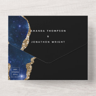Invitación Todo En Uno Boda de Piedra Ágata Galaxia