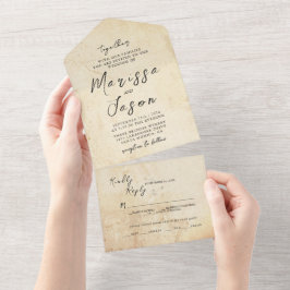 Invitación Todo En Uno Boda de Piedra Rústica simple y elegante