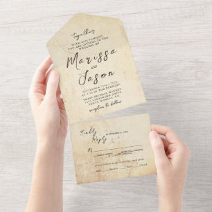 Invitación Todo En Uno Boda de Piedra Rústica simple y elegante