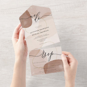 Invitación Todo En Uno Boda de Playa Boho Terracota Todo en Uno