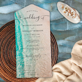 Invitación Todo En Uno Boda de playa de destino tropical de verano oceáni