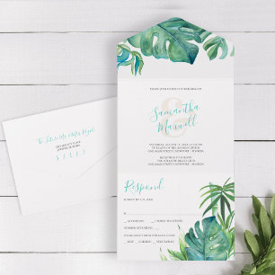 Invitación Todo En Uno Boda de playa en Florida con RSVP