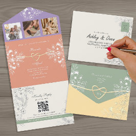Invitación Todo En Uno Boda de primavera colorida
