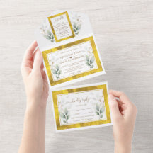 Boda de Relieve metalizado dorado de Watercolor Ai