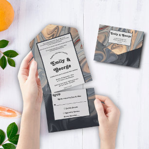 Invitación Todo En Uno Boda de resumen único y moderno