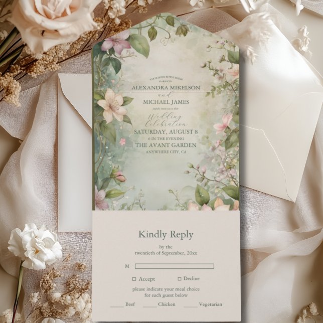 Invitación Todo En Uno Boda de Sinfonía Floral Inspirada en el Art Nouvea (Subido por el creador)