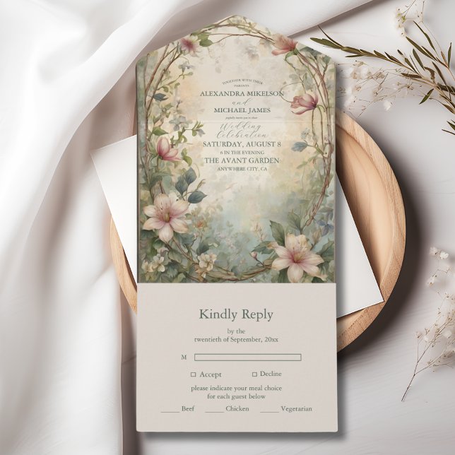 Invitación Todo En Uno Boda de Sinfonía Floral Inspirada en el Art Nouvea (Subido por el creador)