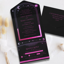Boda de Sol Luna Estrellas Celestiales Morado Negr