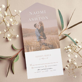 Invitación Todo En Uno Boda de superposición cepillado