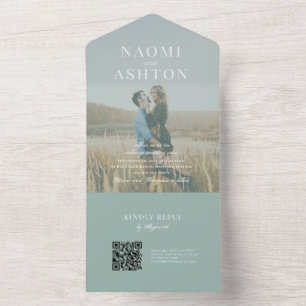 Invitación Todo En Uno Boda De Superposición Cepillado Todo En Una Invita