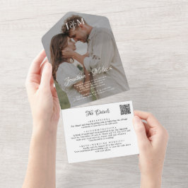 Invitación Todo En Uno Boda de superposición de fotografía de monograma d