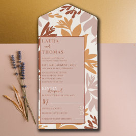 Invitación Todo En Uno Boda de Terracota Botánica Moderna