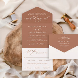 Invitación Todo En Uno Boda de Terracota Clásico Elegante