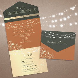 Invitación Todo En Uno Boda de Terracota Naranja Quemada